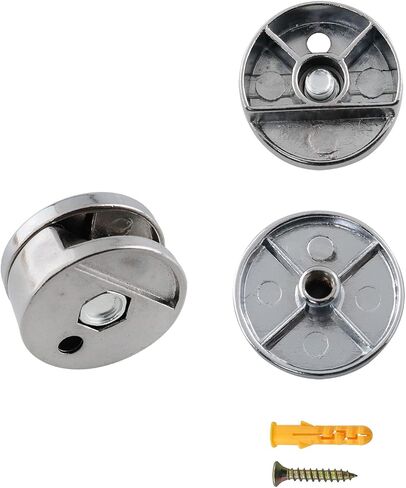 Mutai Mirror Clip 4PCS Frameless Zinc Alloy Mirror Wall Holder Clips Rond Glass Clamp Mirror Wall Hanging Mounting Fixing Kit with Screws and Anchors in Kuwait