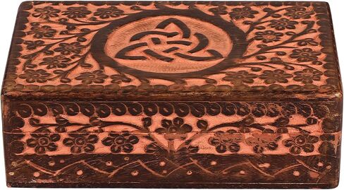 Wooden Jewelry box for Women Men with Celtic Heart Design 8" x 5" x 2.5" Inches Pink in Color | Decorative Wooden Storage Treasure Keepsake boxes | trinket box with lid in Kuwait