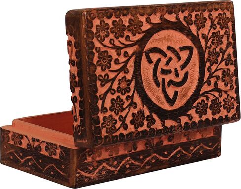 Wooden Jewelry box for Women Men with Celtic Heart Design 8" x 5" x 2.5" Inches Pink in Color | Decorative Wooden Storage Treasure Keepsake boxes | trinket box with lid in Kuwait