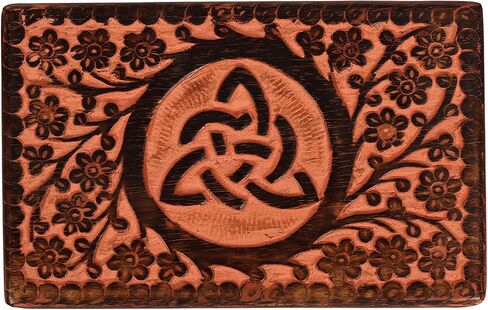 Wooden Jewelry box for Women Men with Celtic Heart Design 8" x 5" x 2.5" Inches Pink in Color | Decorative Wooden Storage Treasure Keepsake boxes | trinket box with lid in Kuwait