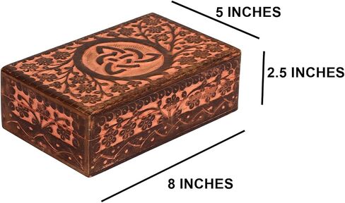 Wooden Jewelry box for Women Men with Celtic Heart Design 8" x 5" x 2.5" Inches Pink in Color | Decorative Wooden Storage Treasure Keepsake boxes | trinket box with lid in Kuwait