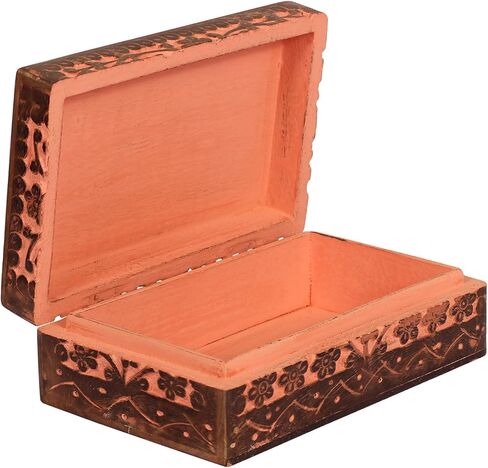 Wooden Jewelry box for Women Men with Celtic Heart Design 8" x 5" x 2.5" Inches Pink in Color | Decorative Wooden Storage Treasure Keepsake boxes | trinket box with lid in Kuwait