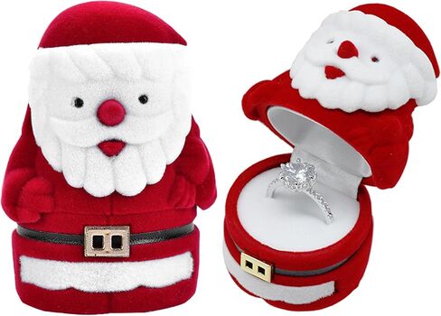 صندوق خاتم عيد الميلاد الصغير المخملي من U·helper - صندوق أقراط قلادة سانتا كلوز اللطيف صندوق مجوهرات عرض وتخزين صندوق هدايا هدايا عيد الميلاد، اقتراح، خطوبة، زفاف للفتيات والنساء in Kuwait