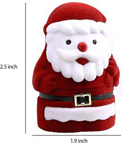 صندوق خاتم عيد الميلاد الصغير المخملي من U·helper - صندوق أقراط قلادة سانتا كلوز اللطيف صندوق مجوهرات عرض وتخزين صندوق هدايا هدايا عيد الميلاد، اقتراح، خطوبة، زفاف للفتيات والنساء in Kuwait