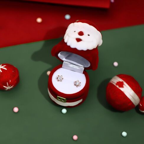 صندوق خاتم عيد الميلاد الصغير المخملي من U·helper - صندوق أقراط قلادة سانتا كلوز اللطيف صندوق مجوهرات عرض وتخزين صندوق هدايا هدايا عيد الميلاد، اقتراح، خطوبة، زفاف للفتيات والنساء in Kuwait