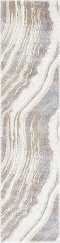SAFAVIEH Cyrus Shag Collection 2'2" x 9' Ivory/Grey CYR126A Modern Abstract Non-Shedding Living Room Bedroom Dining Room Entryway Plush 0.8-inch Thick Runner Rug in Saudi Arabia