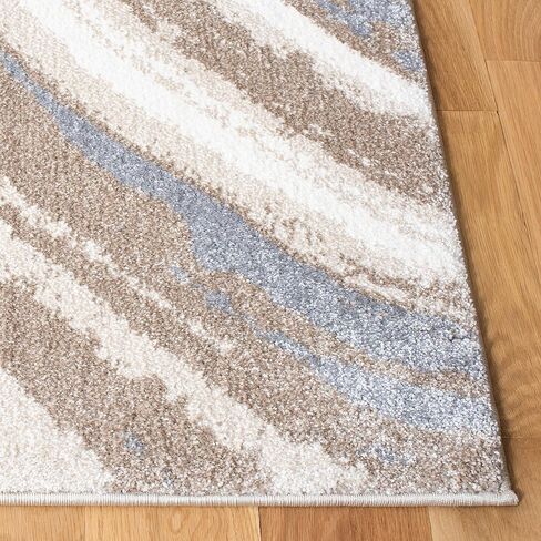 SAFAVIEH Cyrus Shag Collection 2'2" x 9' Ivory/Grey CYR126A Modern Abstract Non-Shedding Living Room Bedroom Dining Room Entryway Plush 0.8-inch Thick Runner Rug in Saudi Arabia