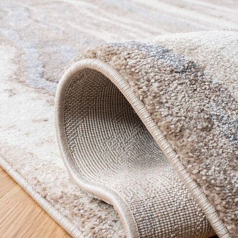 SAFAVIEH Cyrus Shag Collection 2'2" x 9' Ivory/Grey CYR126A Modern Abstract Non-Shedding Living Room Bedroom Dining Room Entryway Plush 0.8-inch Thick Runner Rug in Saudi Arabia