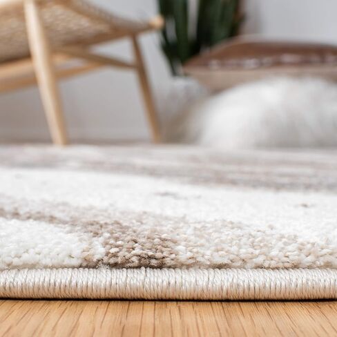 SAFAVIEH Cyrus Shag Collection 2'2" x 9' Ivory/Grey CYR126A Modern Abstract Non-Shedding Living Room Bedroom Dining Room Entryway Plush 0.8-inch Thick Runner Rug in Saudi Arabia