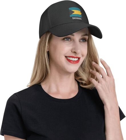Bahamas Flag Peaked Cap Unisex Trucker Dad Hat Adjustable Casual Sports Sun Hat for Mens Womens Black, Black, One size in Saudi Arabia