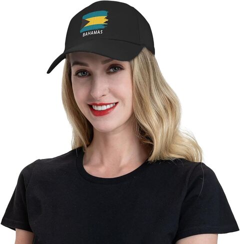 Bahamas Flag Peaked Cap Unisex Trucker Dad Hat Adjustable Casual Sports Sun Hat for Mens Womens Black, Black, One size in Saudi Arabia