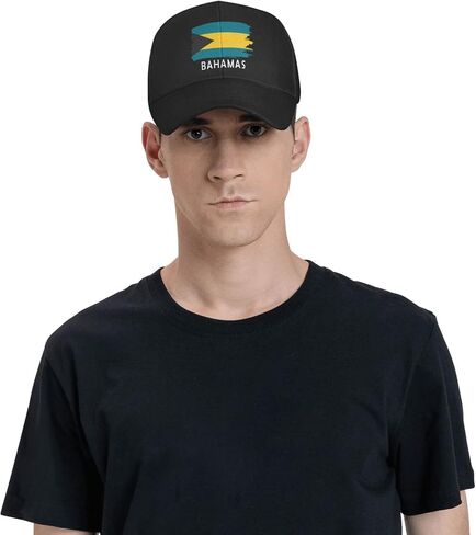 Bahamas Flag Peaked Cap Unisex Trucker Dad Hat Adjustable Casual Sports Sun Hat for Mens Womens Black, Black, One size in Saudi Arabia