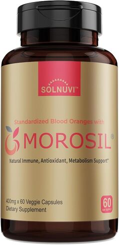 SOLNUVI Morosil® 400mg per Serving - Morosil® Blood Orange Extract from Italy - Vegan Friendly, Non-GMO and Gluten-Free - 60 Veggie Capsules in Saudi Arabia