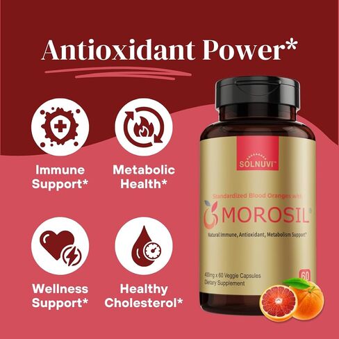SOLNUVI Morosil® 400mg per Serving - Morosil® Blood Orange Extract from Italy - Vegan Friendly, Non-GMO and Gluten-Free - 60 Veggie Capsules in Saudi Arabia