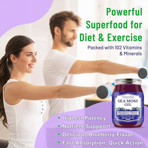 جل طحالب البحر 18.5 أونصة، نكهة الأناناس النباتية الخام العضوية لبشرة الشعر ودعم الغدة الدرقية والمناعة، جل طحالب البحر الأيرلندية المصنوعة يدويًا، طعام فائق غني بـ 102 فيتامين ومعادن in Kuwait