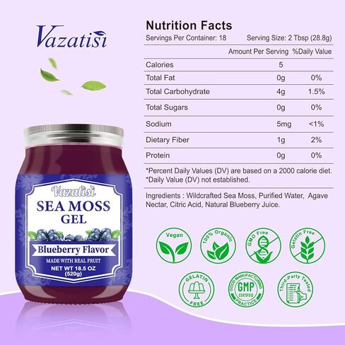 جل طحالب البحر 18.5 أونصة، نكهة الأناناس النباتية الخام العضوية لبشرة الشعر ودعم الغدة الدرقية والمناعة، جل طحالب البحر الأيرلندية المصنوعة يدويًا، طعام فائق غني بـ 102 فيتامين ومعادن in Kuwait