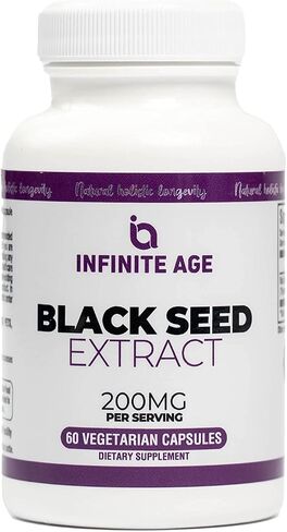 INFINITE AGE Dry Organic Black Seed Oil Extract Capsules - Nigella Sativa Seed Extract Immune Booster, for Optimal Skin, Hair, Memory, Focus, Brain Health & Immunity - Thymoquinone Capsules, 60 Count in Saudi Arabia