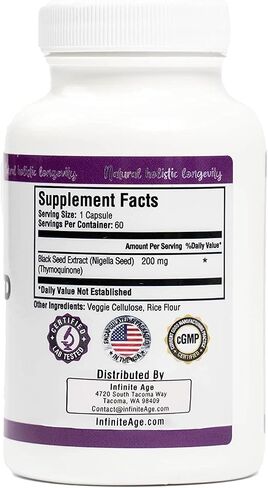 INFINITE AGE Dry Organic Black Seed Oil Extract Capsules - Nigella Sativa Seed Extract Immune Booster, for Optimal Skin, Hair, Memory, Focus, Brain Health & Immunity - Thymoquinone Capsules, 60 Count in Saudi Arabia