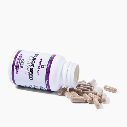 INFINITE AGE Dry Organic Black Seed Oil Extract Capsules - Nigella Sativa Seed Extract Immune Booster, for Optimal Skin, Hair, Memory, Focus, Brain Health & Immunity - Thymoquinone Capsules, 60 Count in Saudi Arabia