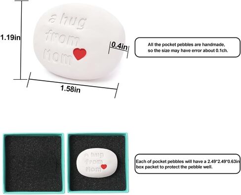 Meliatomia A Hug from mom Handmade Pocket Pubble Letterbox Gift,Inspirational Stones Gift for Daughter & Son,Full of Love & Unique Gifts for Baby in Kuwait