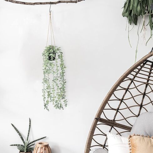 نباتات صناعية معلقة في الأماكن المغلقة مع شماعات، نباتات صناعية مزيفة من الأوكالبتوس لديكور المنزل في الداخل، ديكورات خضراء ونباتات وهمية لغرفة المعيشة وغرفة النوم والحمام والمطبخ والشرفة in Kuwait