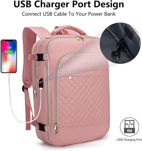 Roysmart Travel Backpack for Women, Carry on Suitcase Bag Personal Item Bag for Airlines, Outdoor Waterproof Hiking Backpack, Sports Rucksack Dasual Daypack-Pink in Saudi Arabia