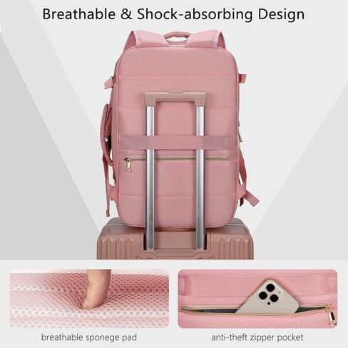Roysmart Travel Backpack for Women, Carry on Suitcase Bag Personal Item Bag for Airlines, Outdoor Waterproof Hiking Backpack, Sports Rucksack Dasual Daypack-Pink in Saudi Arabia