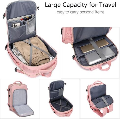 Roysmart Travel Backpack for Women, Carry on Suitcase Bag Personal Item Bag for Airlines, Outdoor Waterproof Hiking Backpack, Sports Rucksack Dasual Daypack-Pink in Saudi Arabia
