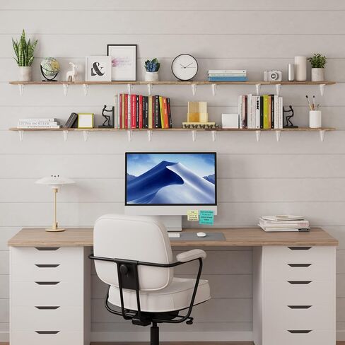 Wallniture Arras 17"x4.5" Wall Bookshelves Floating Shelves for Wall Storage,Wall Shelf for Living Room, Kitchen Organizer, Office, Burnt Finish White Bracket Set of 10 in Saudi Arabia