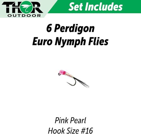 Thor Outdoor Perdigon Euro Nymph Fly Fishing Flies with Tungsten Bead for Trout, Panfish, Bluegill in Kuwait