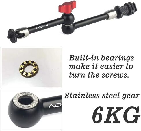 ذراع احتكاك مفصلي قابل للتعديل مقاس 11 بوصة من ADAI ومشبك كبير للغاية لجهاز كاميرا DSLR، شاشة LCD، أضواء LED، ضوء فلاش/DJI Osmo in Kuwait