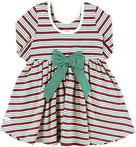 RuffleButts® Baby/Toddler Girls Knit Twirl Dress | 95% Cotton 5% Lycra, A-Line Silhouette, Ruffle And Net Trim, Holiday Occasion, Machine Wash, Girls in Saudi Arabia