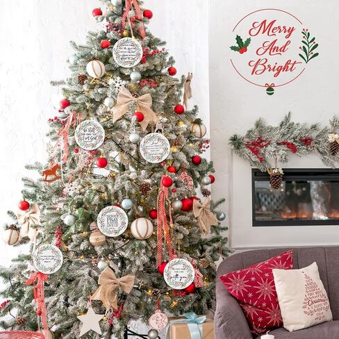 Christian Christmas Ornaments Bulk Bible Verse Hanging Ornament Inspirational Quotes Ceramic Ornaments for Christmas Tree Round Flat Religious Xmas Church Home Decor for Mom Women Gift(6 Pcs) in Saudi Arabia