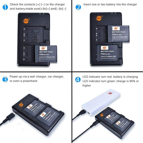 استبدال DSTE لبطارية 2X NP-BD1 + شاحن بطارية مزدوج سريع مع كابل Micro USB متوافق مع كاميرا Sony Cyber-Shot DSC-G3 DSC-T2 T70 T75 T77 T90 T200 T300 T900 TX1 مثل كاميرا NPBD1 NP-FD1 in Saudi Arabia