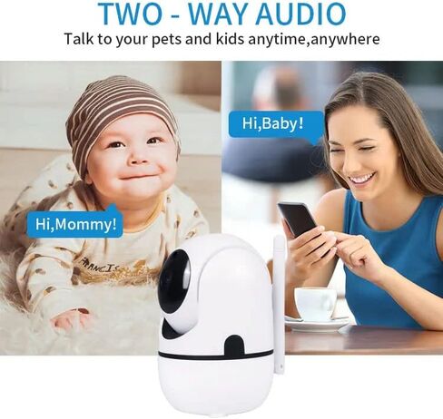 كاميرا واي فاي 1080 بكسل، مراقبة الطفل بزاوية 360 درجة مع التطبيق، صوت ثنائي الاتجاه، كشف البكاء وتنبيهات الغرباء، تتبع الحركة، كشف الصوت، الرؤية الليلية in Kuwait