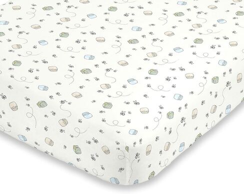 Disney Winnie The Pooh Classic Pooh Ivory, Blue, Sage, Tan Storybook 6 Piece Nursery Crib Bedding Set - Comforter, 2 Fitted Crib Sheets, Dust Ruffle, Baby Blanket, Changing Pad Cover in Saudi Arabia