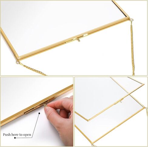 إطار صور معلق من النحاس من AVLA، إطار عائم زجاجي مزدوج مقاس 11 × 14 بوصة، إطار عرض عمل فني كبير للصور للزهور المضغوطة، إطار حائط المعرض الذهبي للعينة والشهادة وديكور المنزل in Saudi Arabia