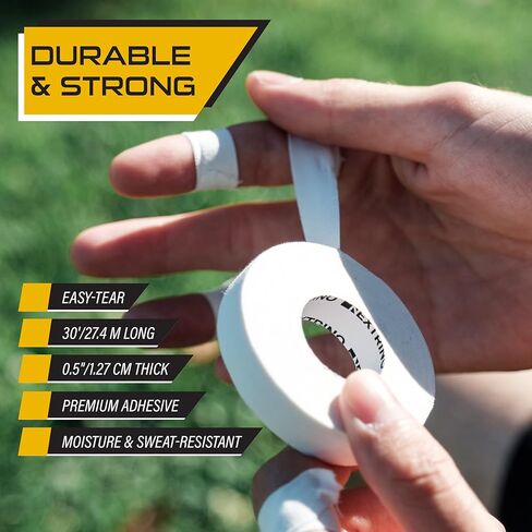 شريط أصابع رياضي من Nextrino - 3 لفات، خالي من اللاتكس، مقاوم للعرق للرياضة - أبيض in Kuwait