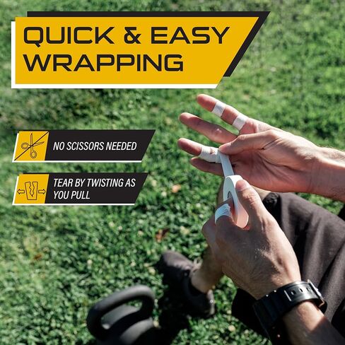 شريط أصابع رياضي من Nextrino - 3 لفات، خالي من اللاتكس، مقاوم للعرق للرياضة - أبيض in Kuwait