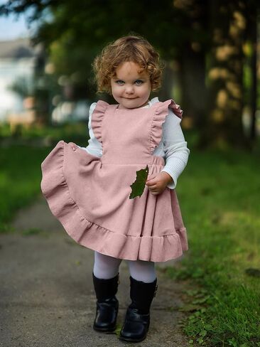 فستان AMAWMW للأطفال الصغار تنورة مكشكشة بدون أكمام وظهر قصير وزرة 6M-5T للفتيات الصغيرات in Kuwait