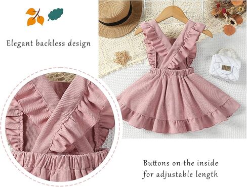 فستان AMAWMW للأطفال الصغار تنورة مكشكشة بدون أكمام وظهر قصير وزرة 6M-5T للفتيات الصغيرات in Kuwait