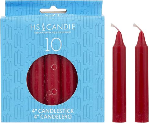 HS Candle 10 pcs Red Unscented 4 Inch Taper Candles, Household General Usage, Emergency & More in Saudi Arabia