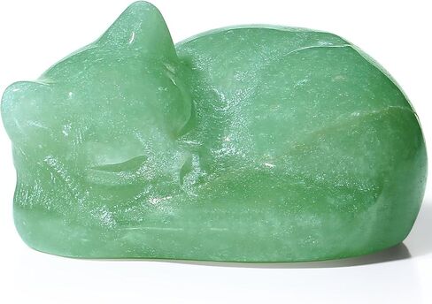 YATOJUZI 2" Cat Decors Statue Black Obsidian Crystals Sleeping Cats Polished Gemstone Hand-Carved Cute Animal Statues Figurine Home Office Desk Decor Lucky Reiki Kitten Ornaments Gifts for Women Men in Saudi Arabia