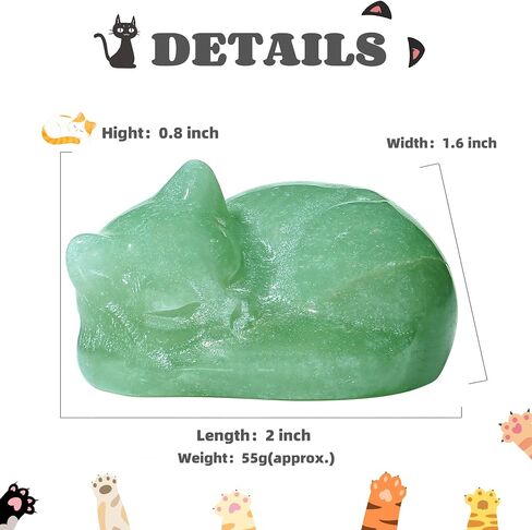 YATOJUZI 2" Cat Decors Statue Black Obsidian Crystals Sleeping Cats Polished Gemstone Hand-Carved Cute Animal Statues Figurine Home Office Desk Decor Lucky Reiki Kitten Ornaments Gifts for Women Men in Saudi Arabia