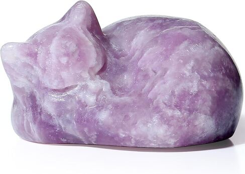 YATOJUZI 2" Cat Decors Statue Black Obsidian Crystals Sleeping Cats Polished Gemstone Hand-Carved Cute Animal Statues Figurine Home Office Desk Decor Lucky Reiki Kitten Ornaments Gifts for Women Men in Saudi Arabia