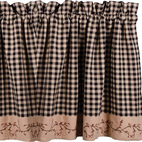 ديكورات منزلية بدائية، التوت فاين تشيك بارن، أحمر وجوزة الطيب، 72 بوصة × 15.5 بوصة، ستارة قطنية مبطنة in Kuwait