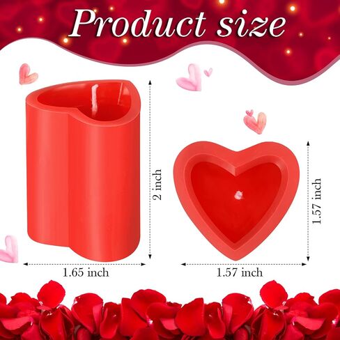 6 Pcs 2'' x 1.65'' Red Heart Shaped Candles Mini Heart Candle Sweet Love Romantic Candles Long Lasting Mini Tea Lights Candles for Valentine's Day Proposal Wedding Party Home Dinner Table Decor in Saudi Arabia
