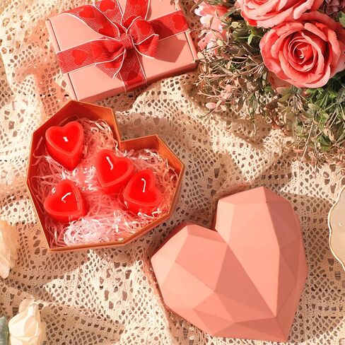 6 Pcs 2'' x 1.65'' Red Heart Shaped Candles Mini Heart Candle Sweet Love Romantic Candles Long Lasting Mini Tea Lights Candles for Valentine's Day Proposal Wedding Party Home Dinner Table Decor in Saudi Arabia