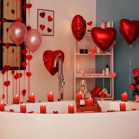 6 Pcs 2'' x 1.65'' Red Heart Shaped Candles Mini Heart Candle Sweet Love Romantic Candles Long Lasting Mini Tea Lights Candles for Valentine's Day Proposal Wedding Party Home Dinner Table Decor in Saudi Arabia