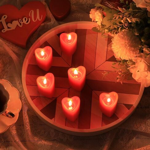 6 Pcs 2'' x 1.65'' Red Heart Shaped Candles Mini Heart Candle Sweet Love Romantic Candles Long Lasting Mini Tea Lights Candles for Valentine's Day Proposal Wedding Party Home Dinner Table Decor in Saudi Arabia